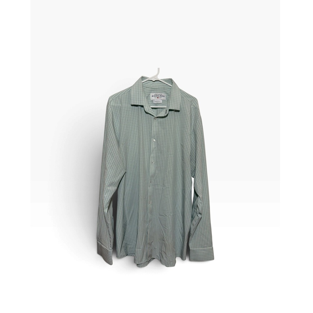 Mizzen + Main Leeward Sprowls Slim Fit Dress Shirt Green Check Mens Large L